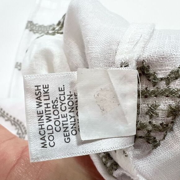 J. Jill Blouse Women's PXL Cross Stitch Embroidery Linen 3/4 Sleeve Top Shirt - Picture 8 of 11